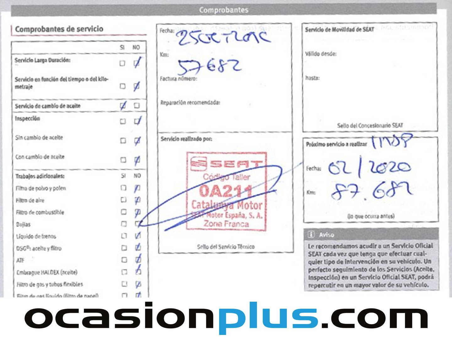 Foto del mantenimiento del Seat León Seat León 1.4 TSI ACT S&S FR  (150 CV)