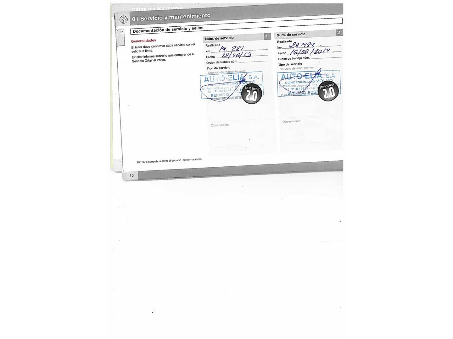 Foto del mantenimiento del Volvo V40 Volvo V40 D2 Kinetic (115 CV)