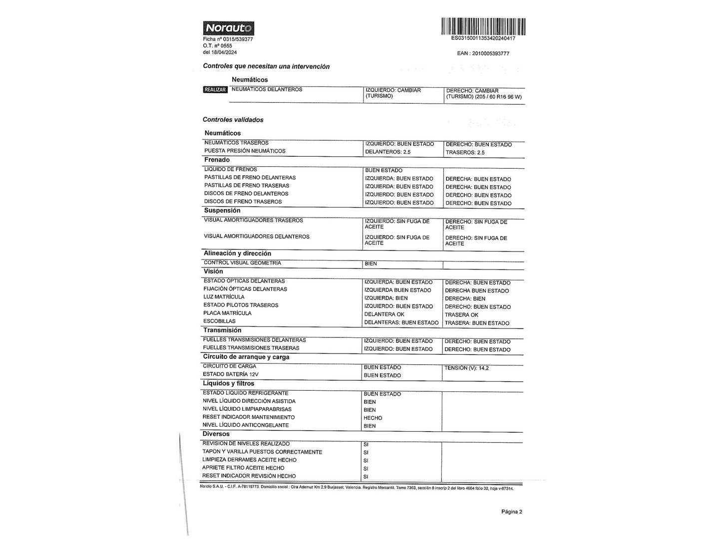 Foto del mantenimiento del Volvo V40 Cross Country Volvo V40 Cross Country Cross Country D2 (120 CV)