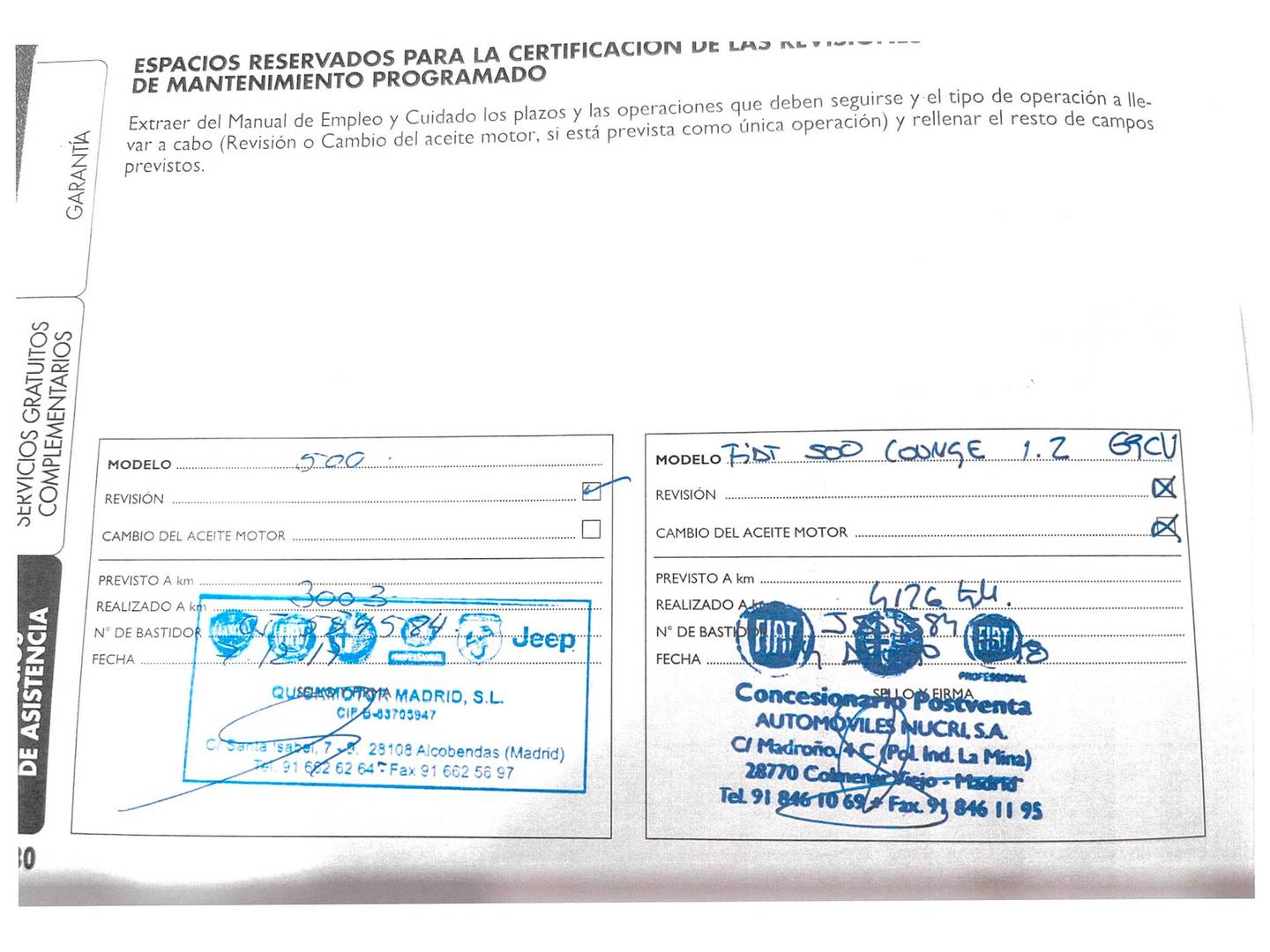 Foto del mantenimiento del Fiat 500 Fiat 500 1.2 8v Lounge (69 CV)