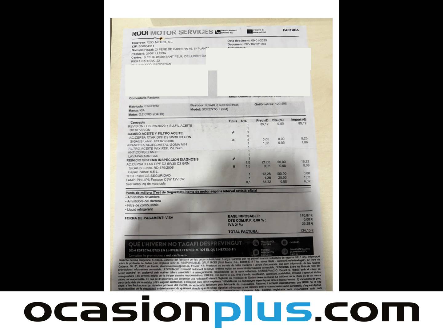 Foto del mantenimiento del KIA Sorento KIA Sorento 2.2 CRDi Emotion 4x4 (197 CV) 7 PLAZAS