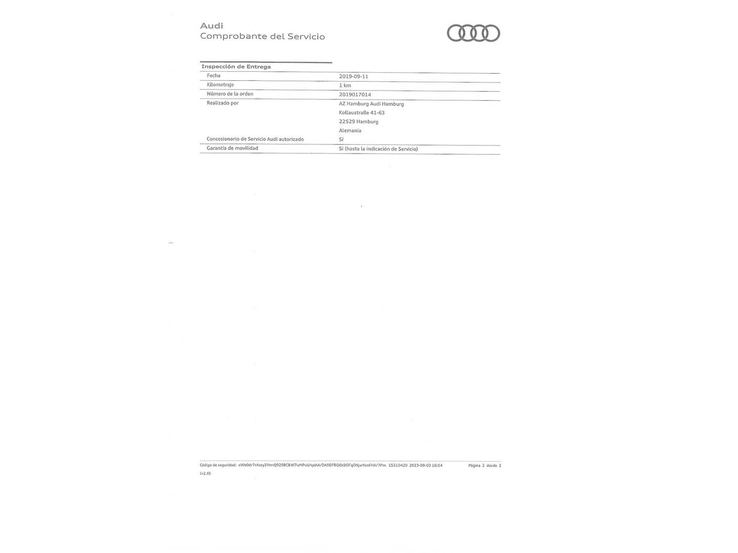 Foto del mantenimiento del Audi A4 Audi A4 Avant Advanced 40 TDI (190 CV) S tronic