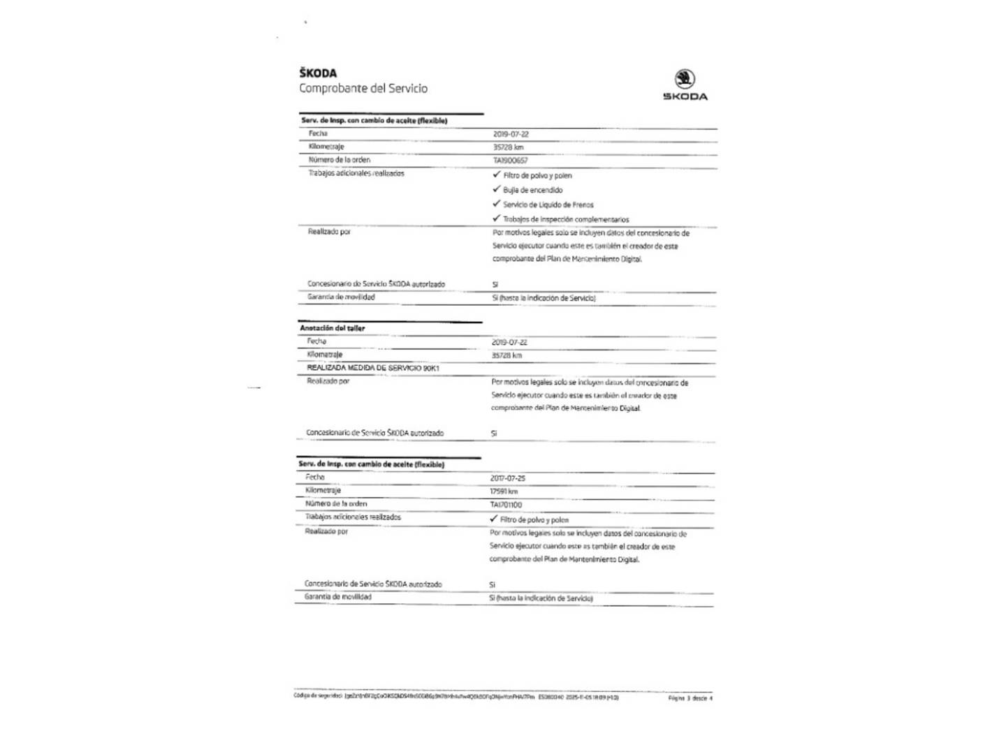 Foto del mantenimiento del Skoda Yeti Skoda Yeti 1.4 TSI 125cv Outdoor Ambition