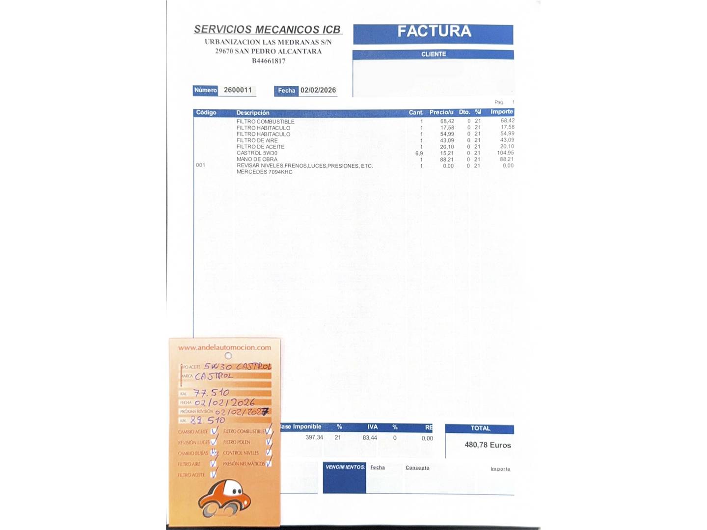 Foto del mantenimiento del Mercedes Clase E Mercedes Clase E E 220 d Coupe (194 CV) Pack AMG