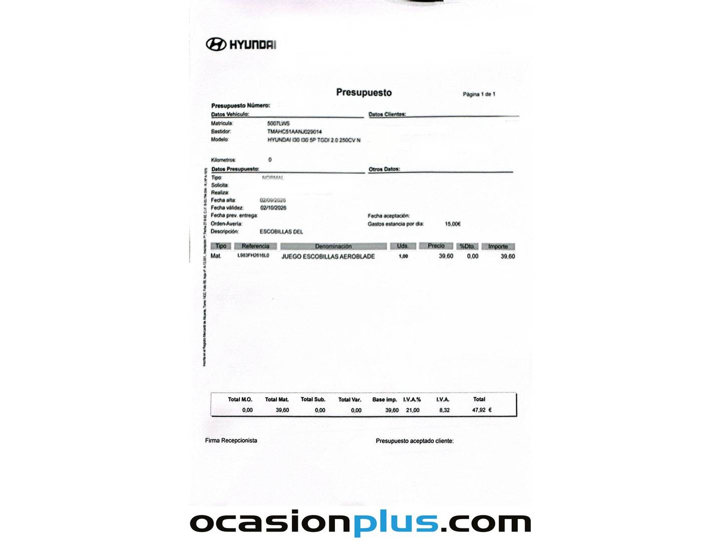 Foto del mantenimiento del Hyundai i30 Hyundai i30 2.0 TGDI N (250 CV)