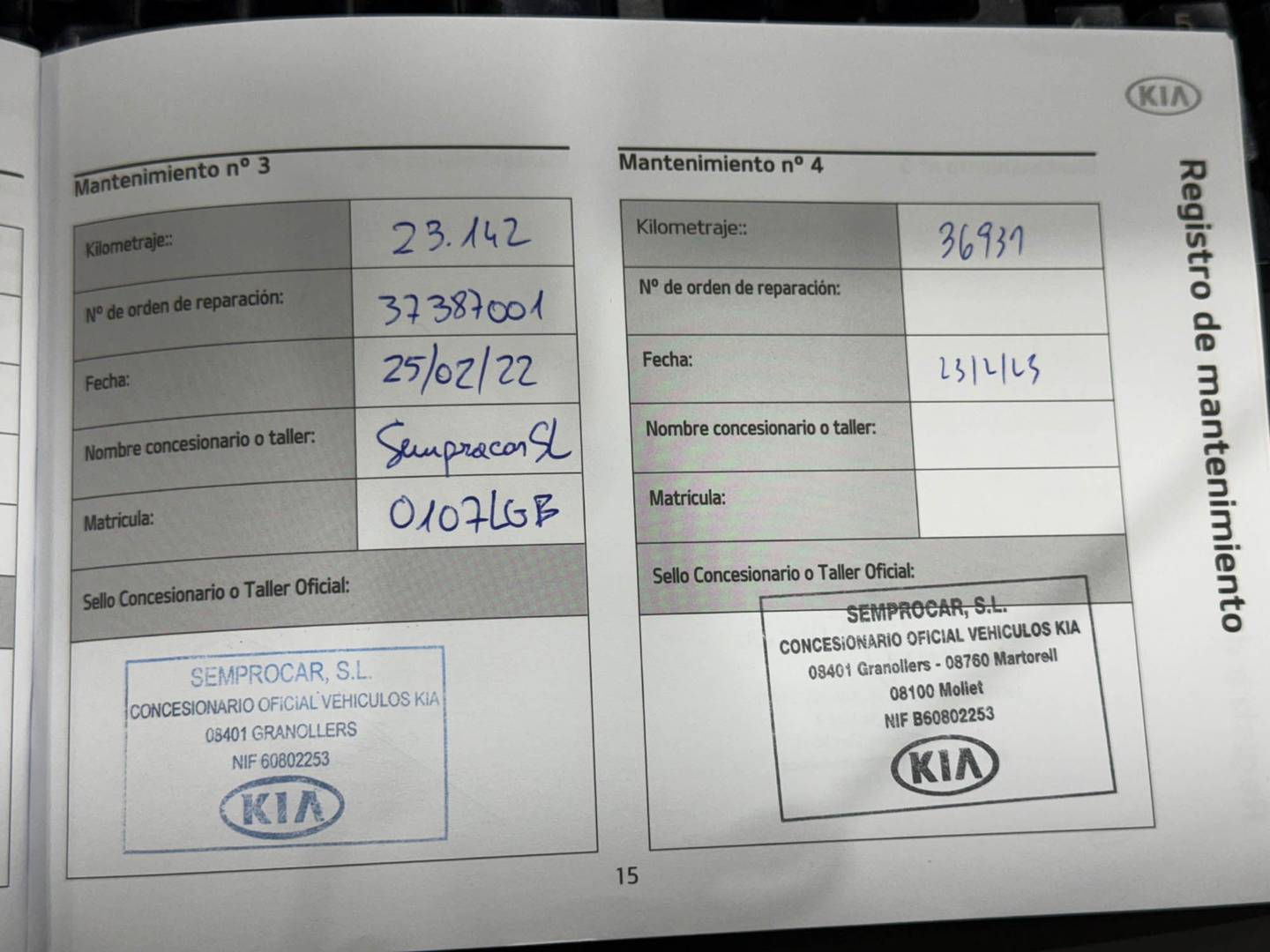 Foto del mantenimiento del KIA Ceed KIA Ceed 1.0 T-GDi Tech (120 CV)