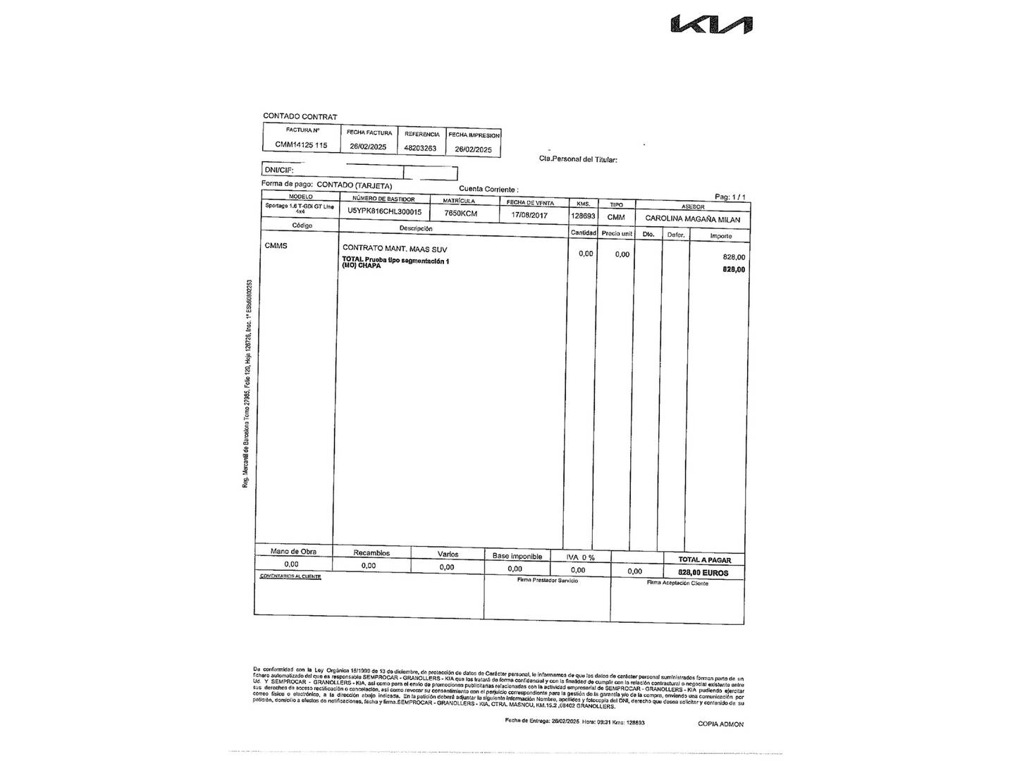 Foto del mantenimiento del KIA Sportage Kia Sportage 1.6 T-GDi GT Line 4x4 (177 CV)
