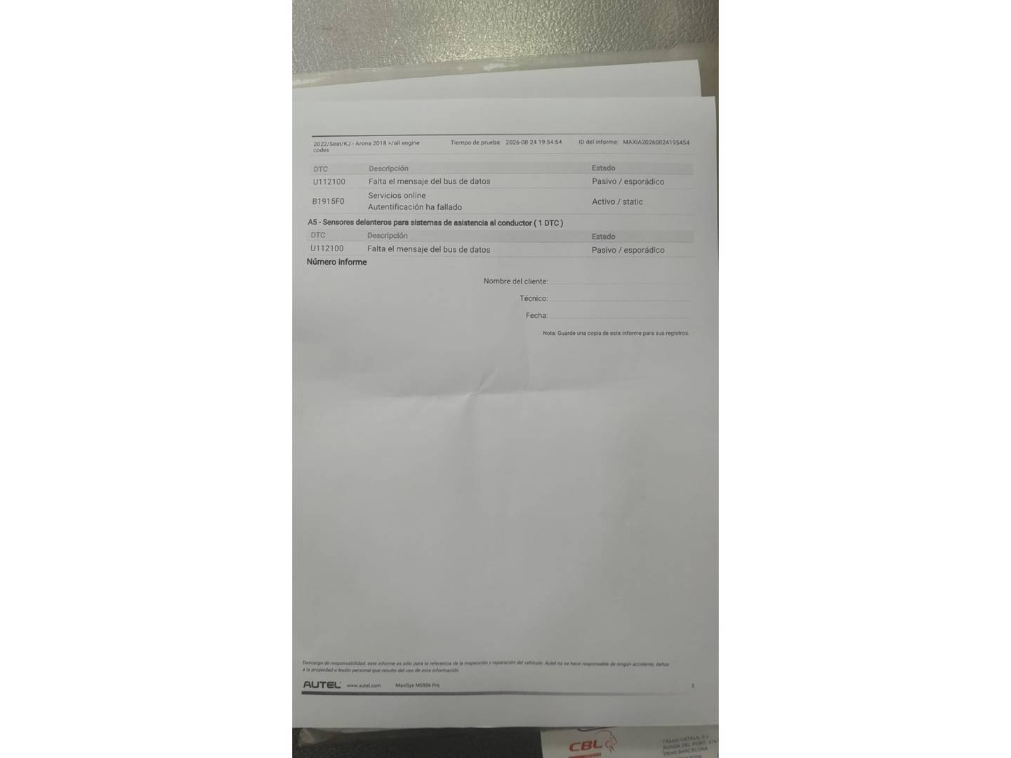 Foto del mantenimiento del Seat Arona Seat Arona 1.0 TSI S&S Xperience DSG (110 CV)