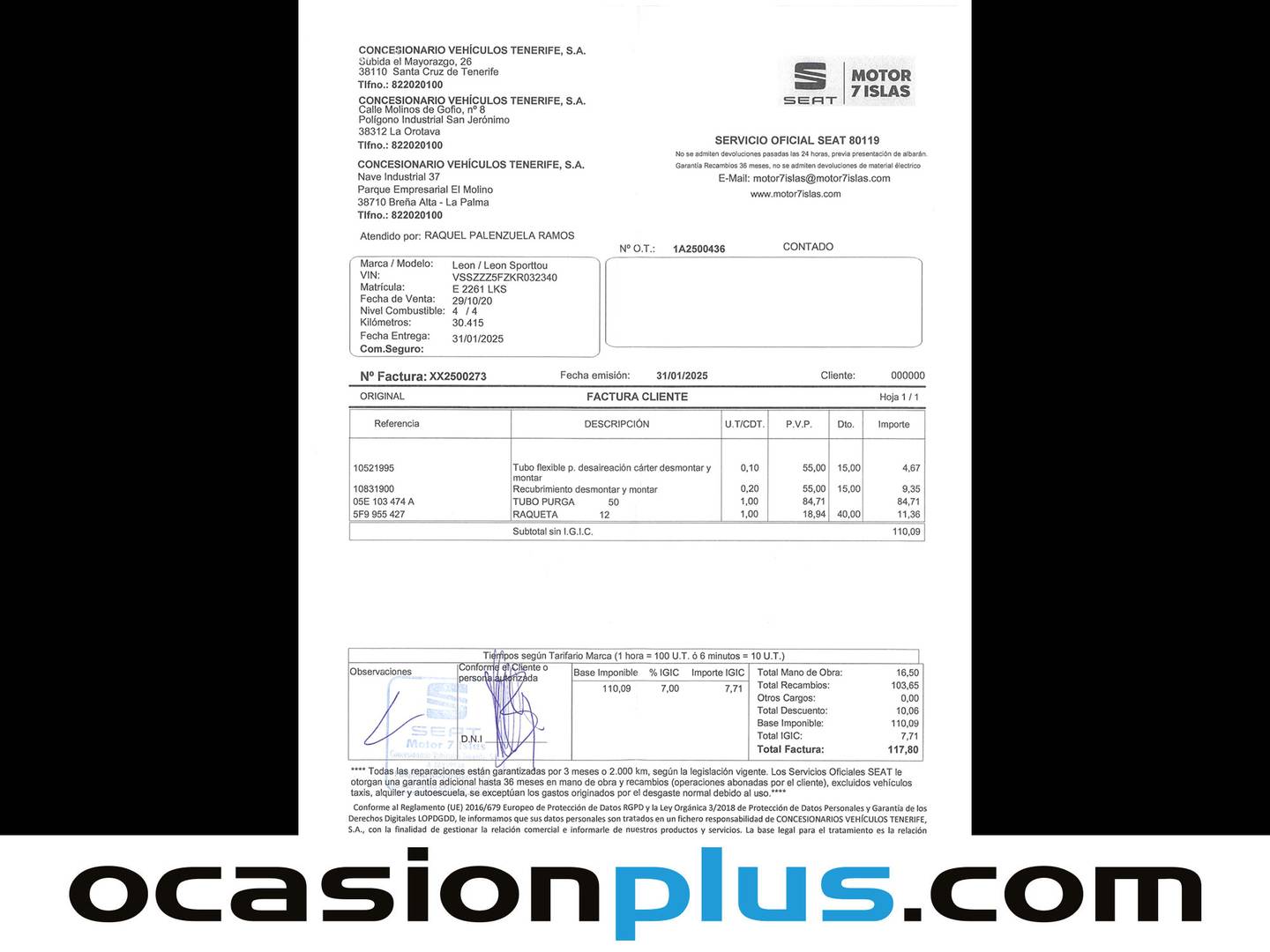 Foto del mantenimiento del Seat León Seat León ST 1.5 EcoTSI S&S FR Edition (130 CV)