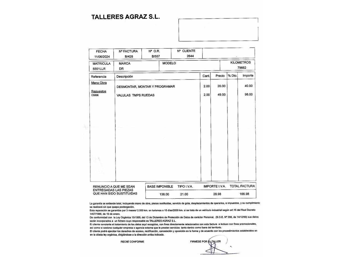 Foto del mantenimiento del DR AUTOMOBILES DR4 DR AUTOMOBILES DR4 1.6 GLP (106 CV)