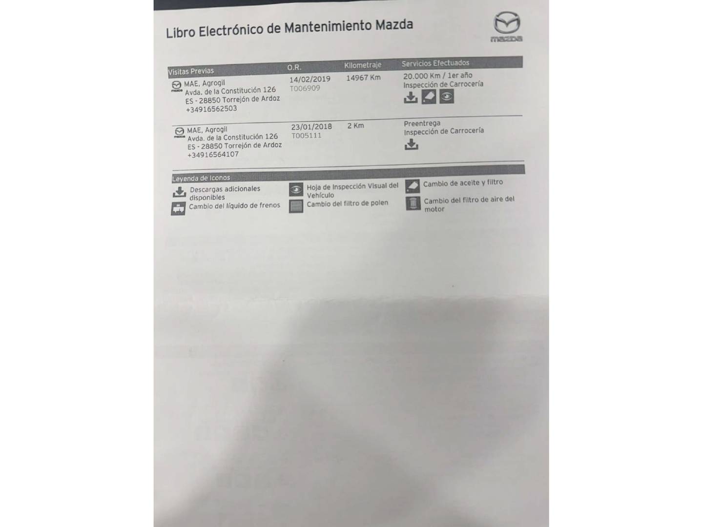 Foto del mantenimiento del Mazda CX-3 Mazda CX-3 2.0 SKYACTIV GE Luxury 2WD (120 CV)