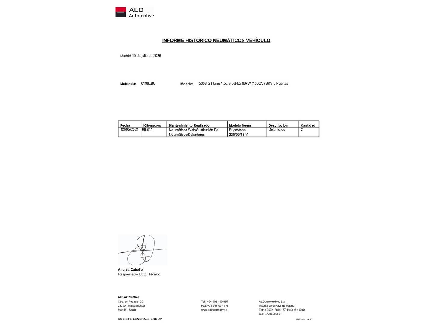 Foto del mantenimiento del Peugeot 5008 Peugeot 5008 BlueHDI GT Line S&S (130 CV) 7 Plazas