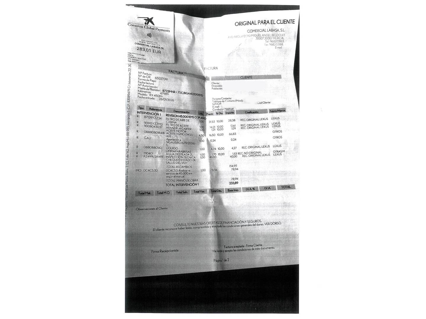 Foto del mantenimiento del Lexus RX Lexus RX 450h+ F Design (309 CV)