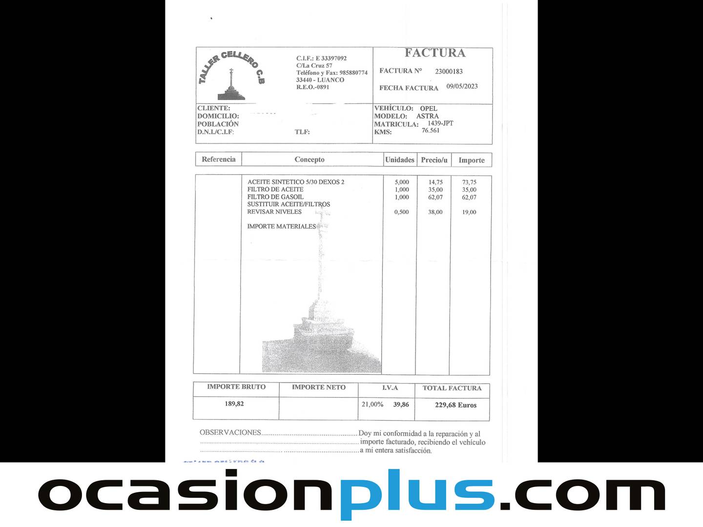 Foto del mantenimiento del Opel Astra Opel Astra 1.6 CDTi Dynamic (110 CV)