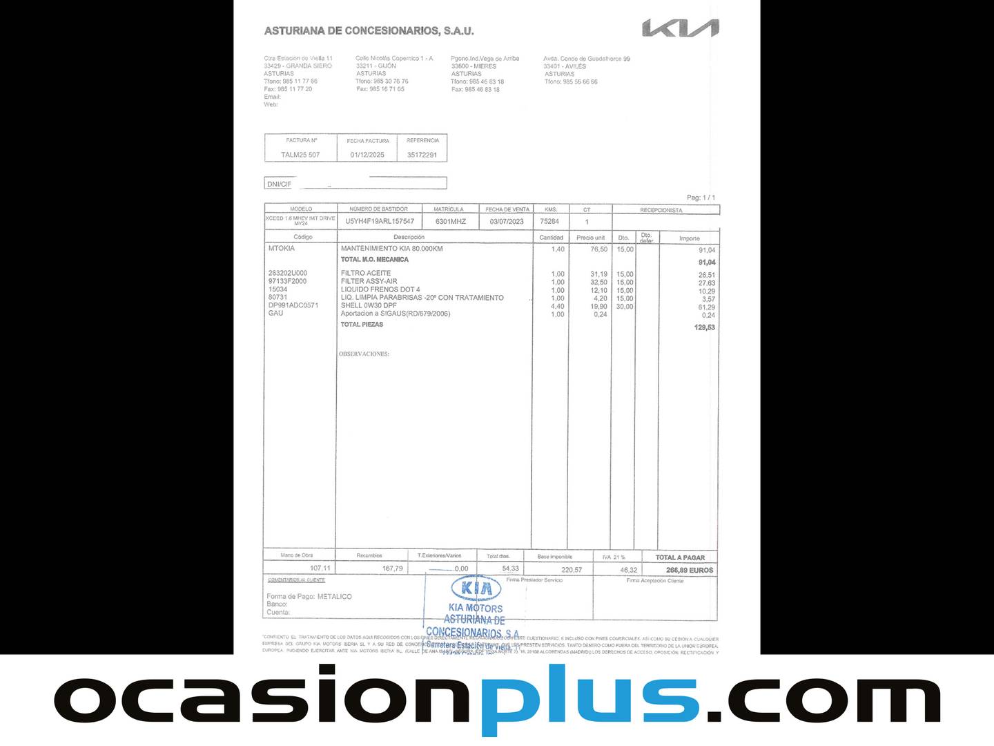 Foto del mantenimiento del KIA XCeed KIA XCeed 1.6 MHEV Drive iMT (136 CV)
