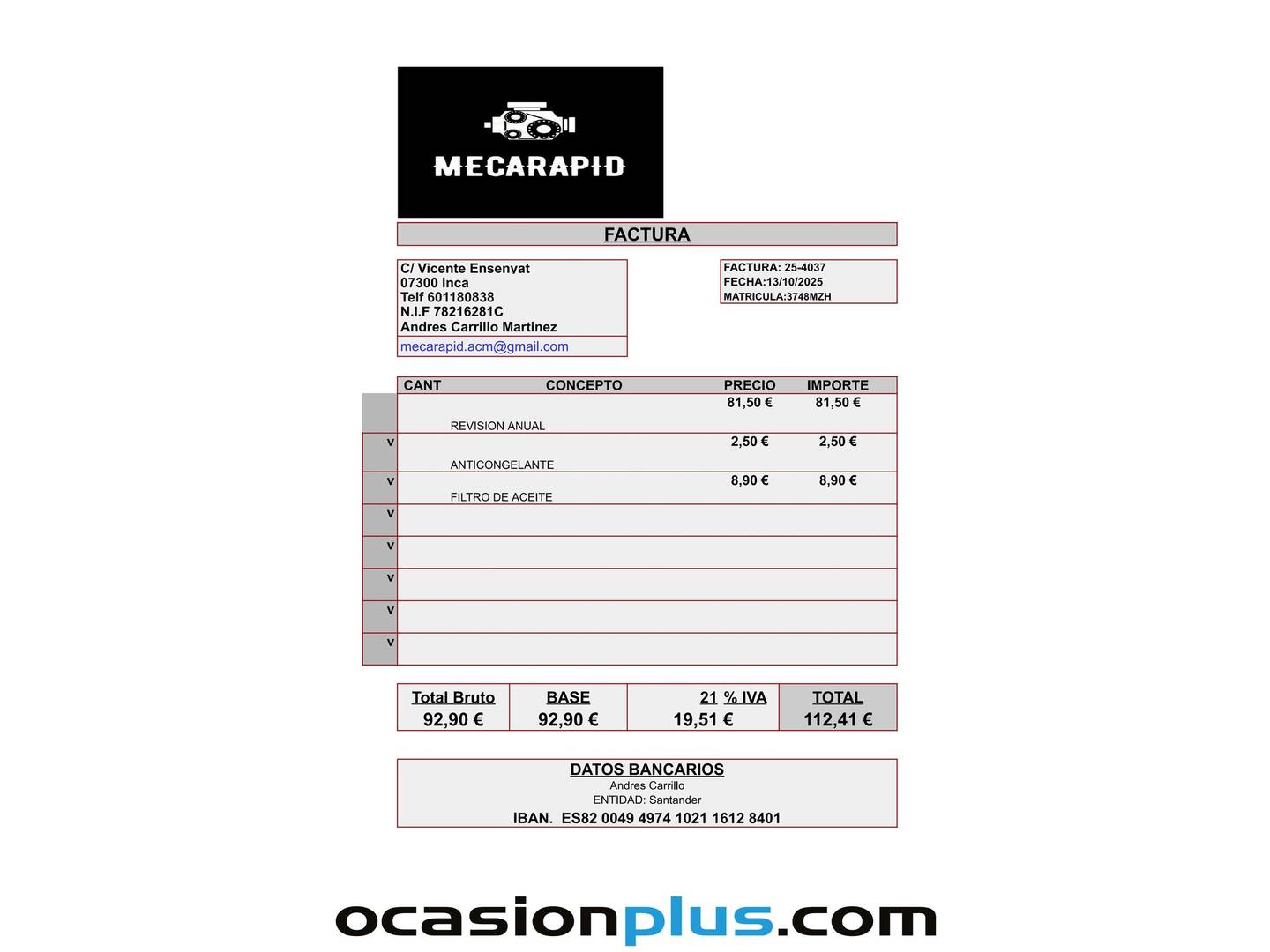 Foto del mantenimiento del JAECOO 7 JAECOO 7 1.6 TGDI Select FWD (145 CV)