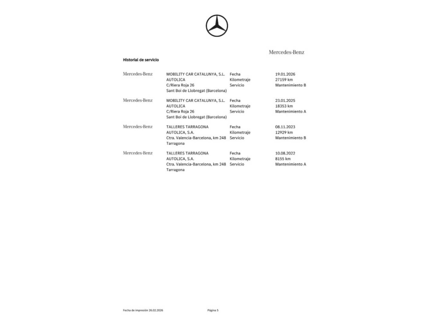 Foto del mantenimiento del Mercedes Clase C Mercedes-Benz Clase C C Coupe 300 (258 CV)