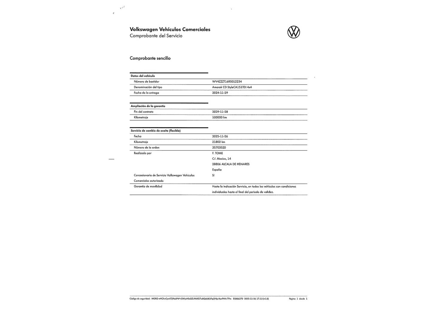 Foto del mantenimiento del Volkswagen Amarok Volkswagen Amarok Style 2.0 TDI Doble Cabina (205 CV) DSG