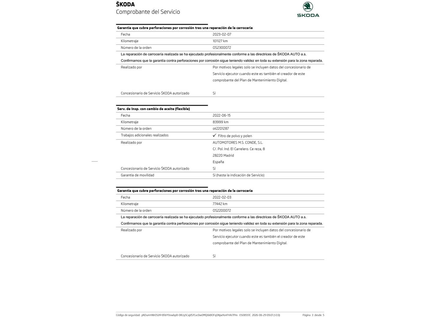 Foto del mantenimiento del Skoda Karoq Skoda Karoq 1.5 TSI ACT Ambition DSG (150 CV)