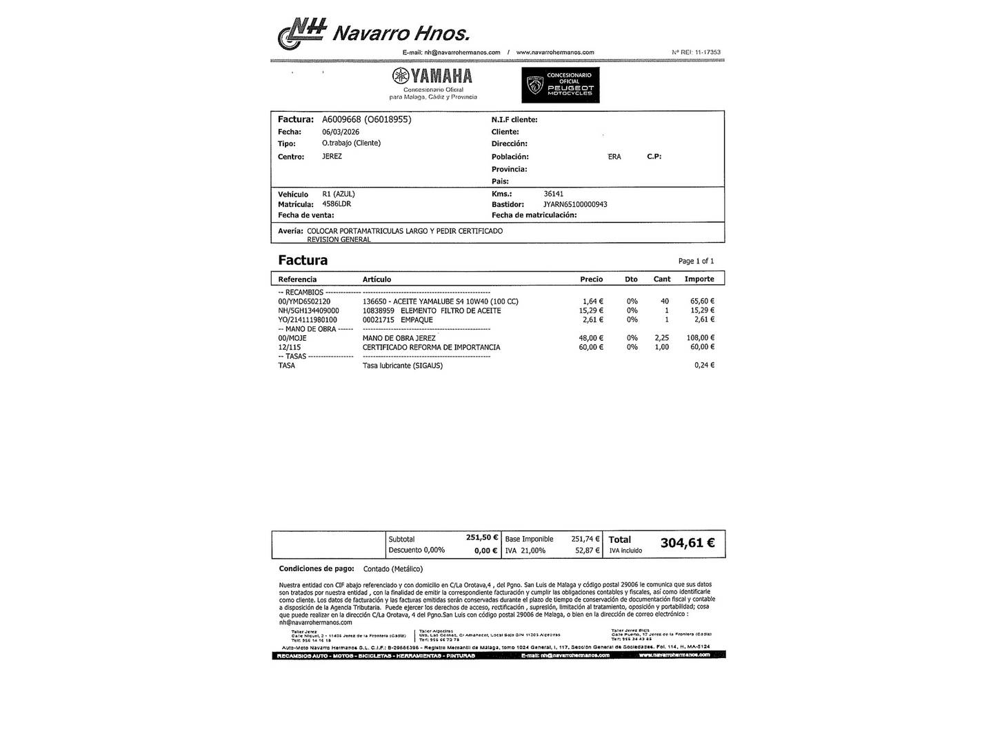 Foto del mantenimiento del Yamaha YZF R1 Yamaha YZF R1 YZF-R1  (200 CV)