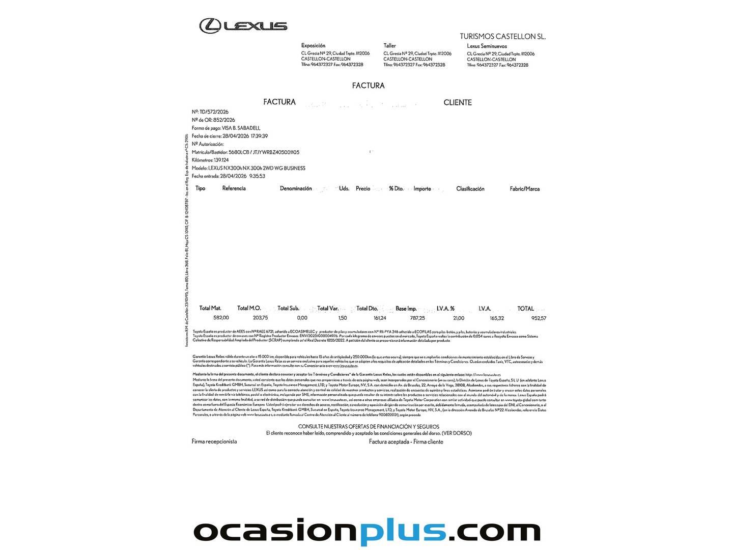 Foto del mantenimiento del Lexus NX Lexus NX 300h Eco 2WD (197 CV)