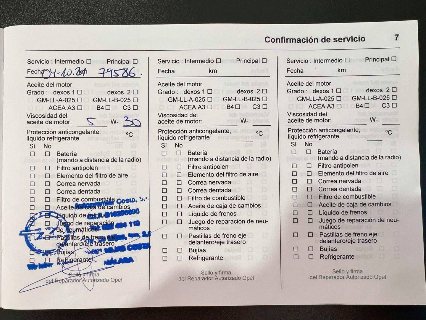 Foto del mantenimiento del Opel Corsa Opel Corsa 1.4 Selective (100 CV)