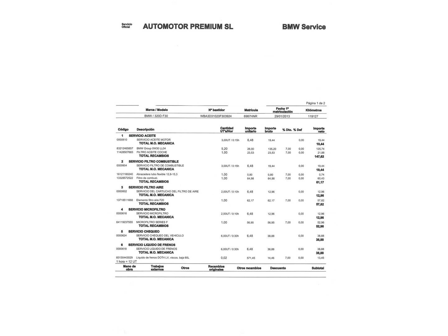 Foto del mantenimiento del BMW Serie 3 BMW Serie 3 320d (184 CV)