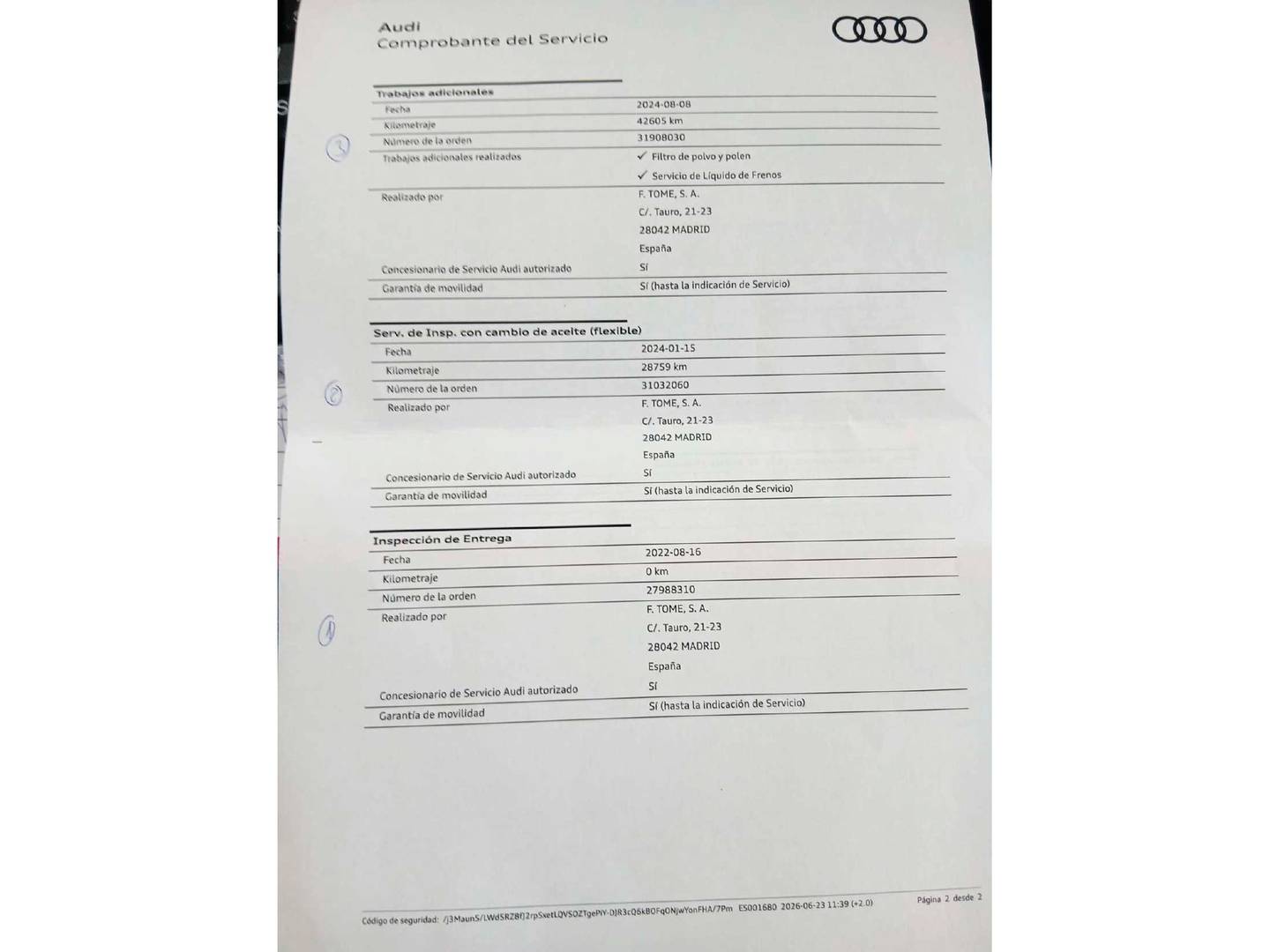 Foto del mantenimiento del Audi Q3 Sportback Audi Q3 Sportback Black Line 40 TDI Quattro (200 CV) S Tronic S-Line