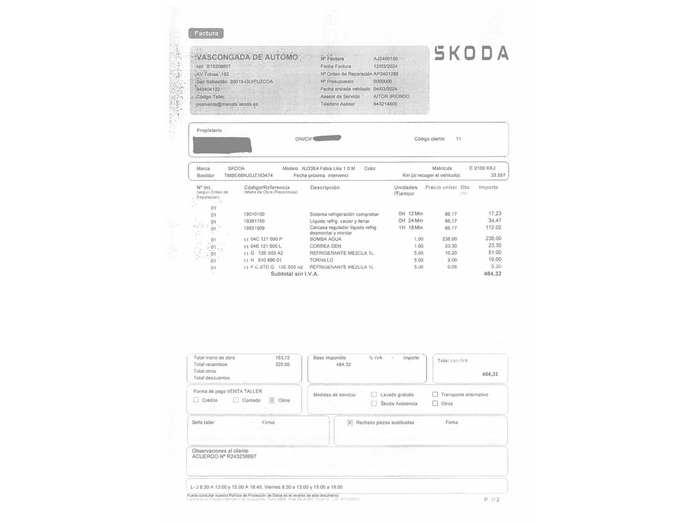 Skoda Fabia Skoda Fabia 1.0 MPI Like (75 CV) gasolina