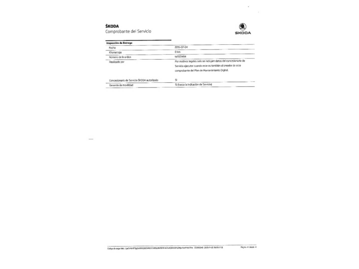 Foto del mantenimiento del Skoda Yeti Skoda Yeti 1.4 TSI 125cv Outdoor Ambition