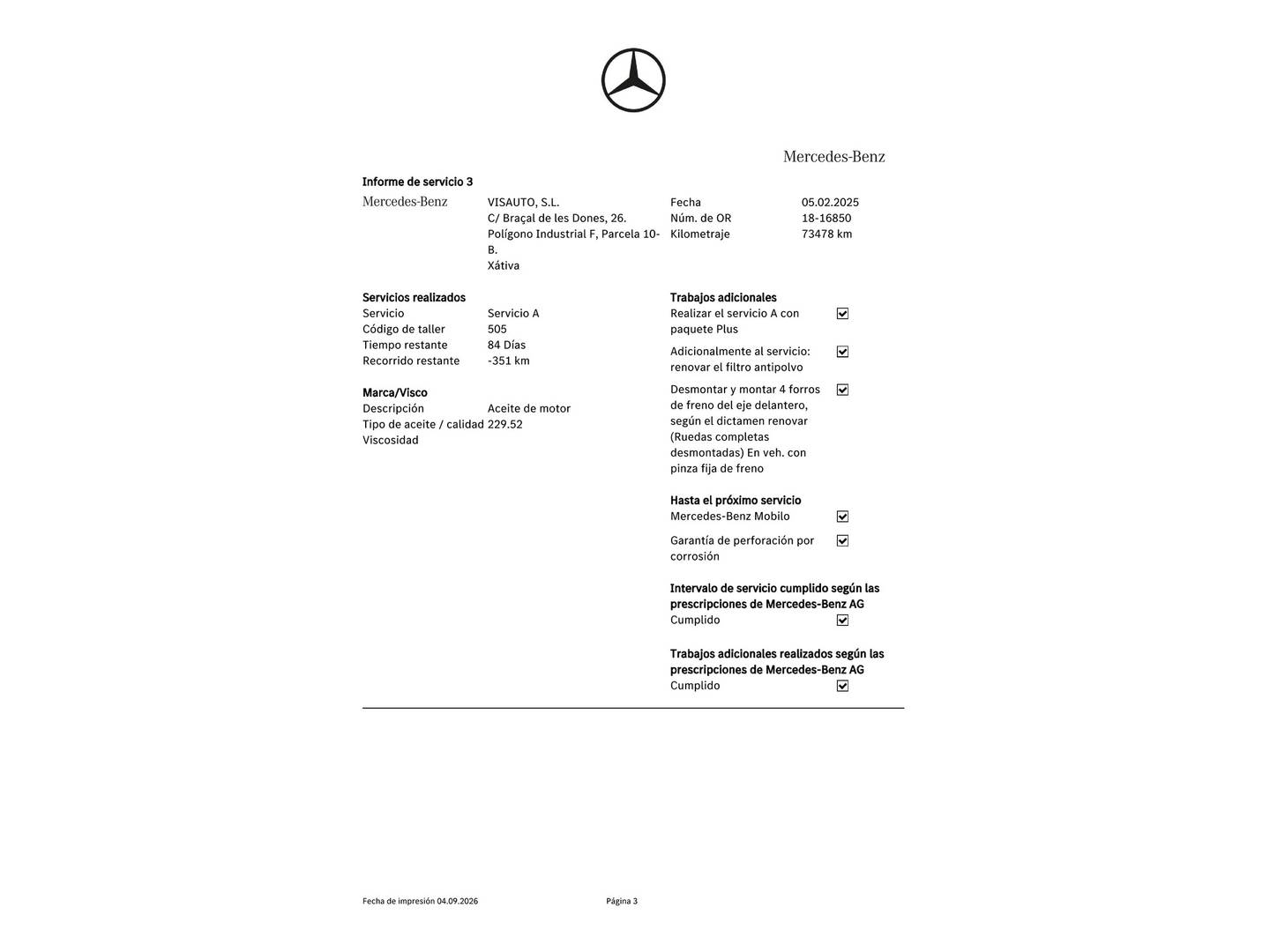 Foto del mantenimiento del Mercedes Clase C Mercedes Clase C 200 d (163 CV) Pack AMG