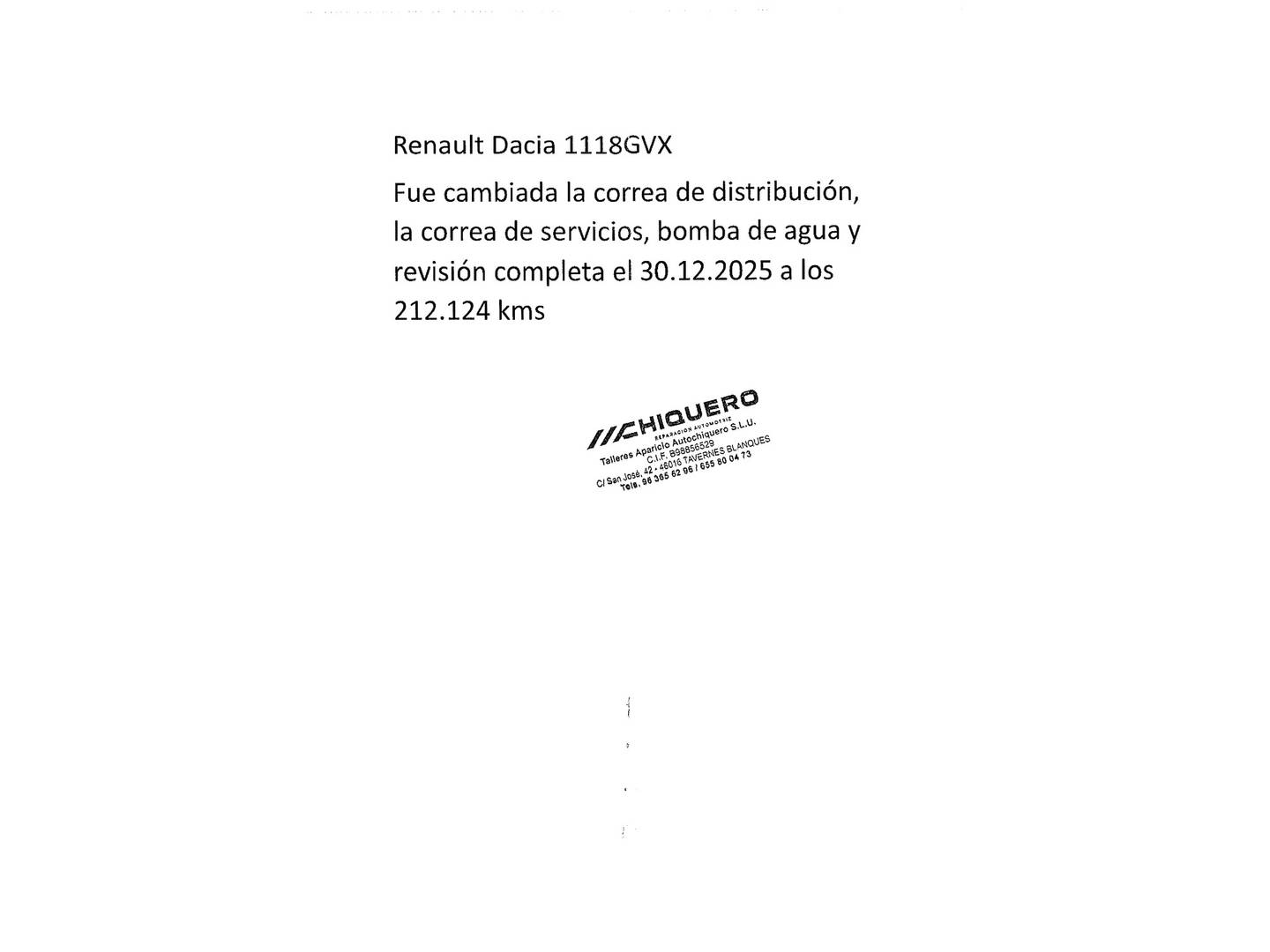 Foto del mantenimiento del Dacia Duster Dacia Duster Laureate dCi (85 CV)
