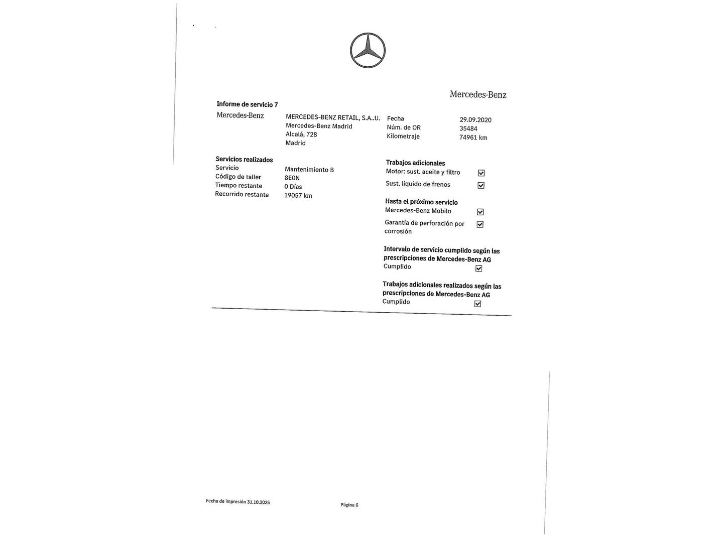 Foto del mantenimiento del Mercedes Clase B Mercedes Clase B B 180 CDI Blue Efficiency (109 CV)
