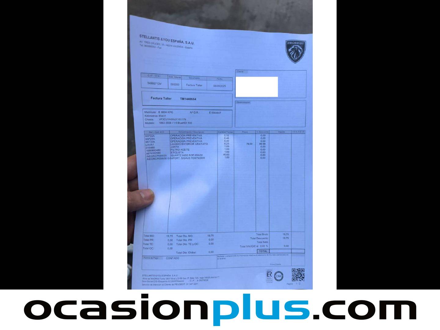 Foto del mantenimiento del Peugeot 2008 Peugeot 2008 BlueHDi 120 S&S GT Line EAT6 (120 CV)