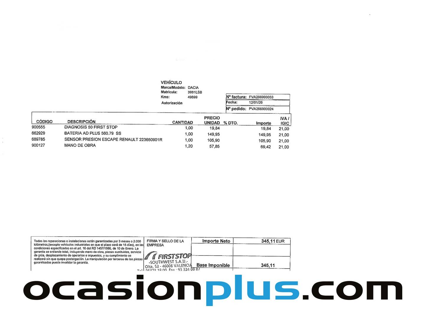 Foto del mantenimiento del Dacia Sandero Dacia Sandero Stepway Essential TCe (90 CV)