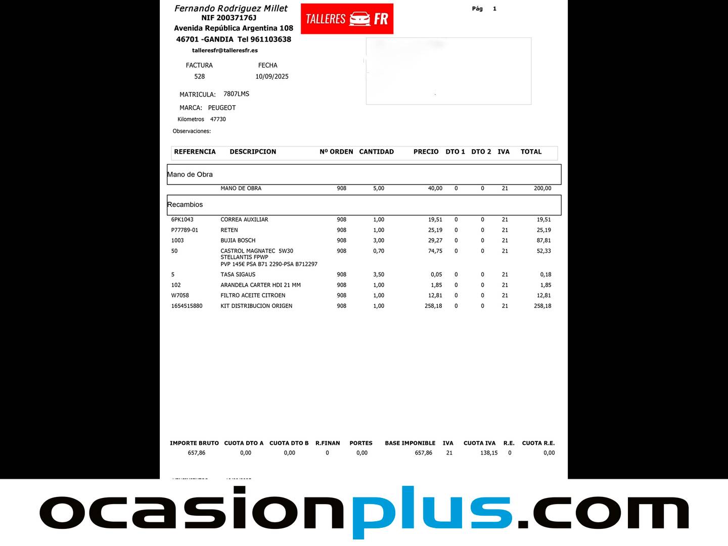 Foto del mantenimiento del Peugeot 5008 Peugeot 5008 PureTech 130 S&S GT 7 Plazas (130 CV)