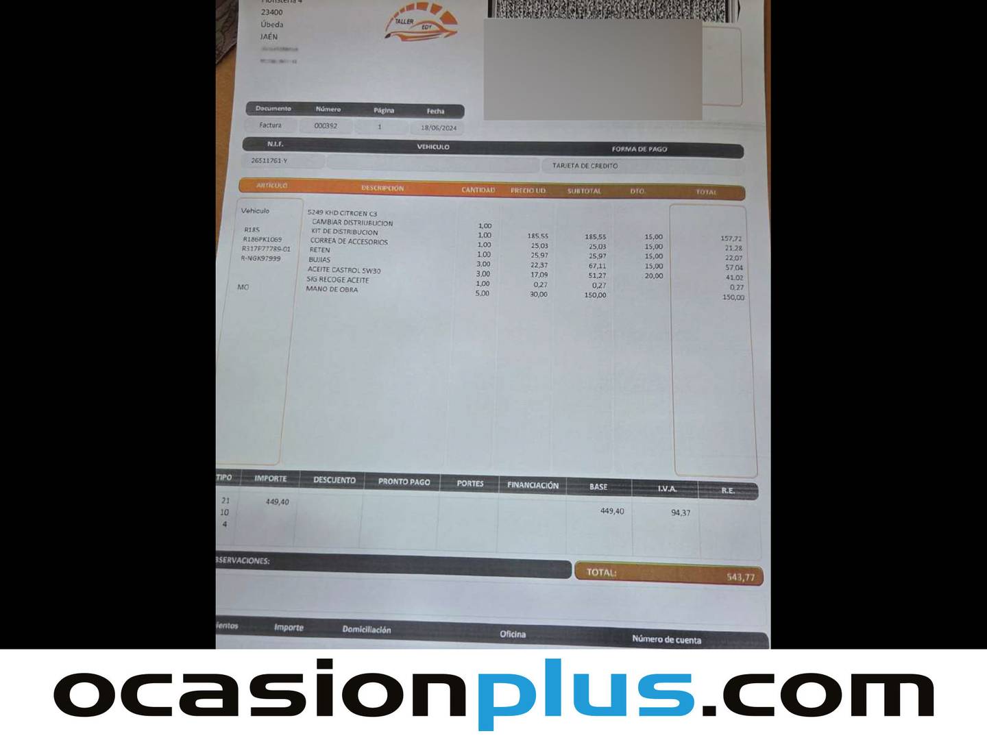 Foto del mantenimiento del Citroën C3 Citroën C3 PureTech 82 Feel (83 CV)