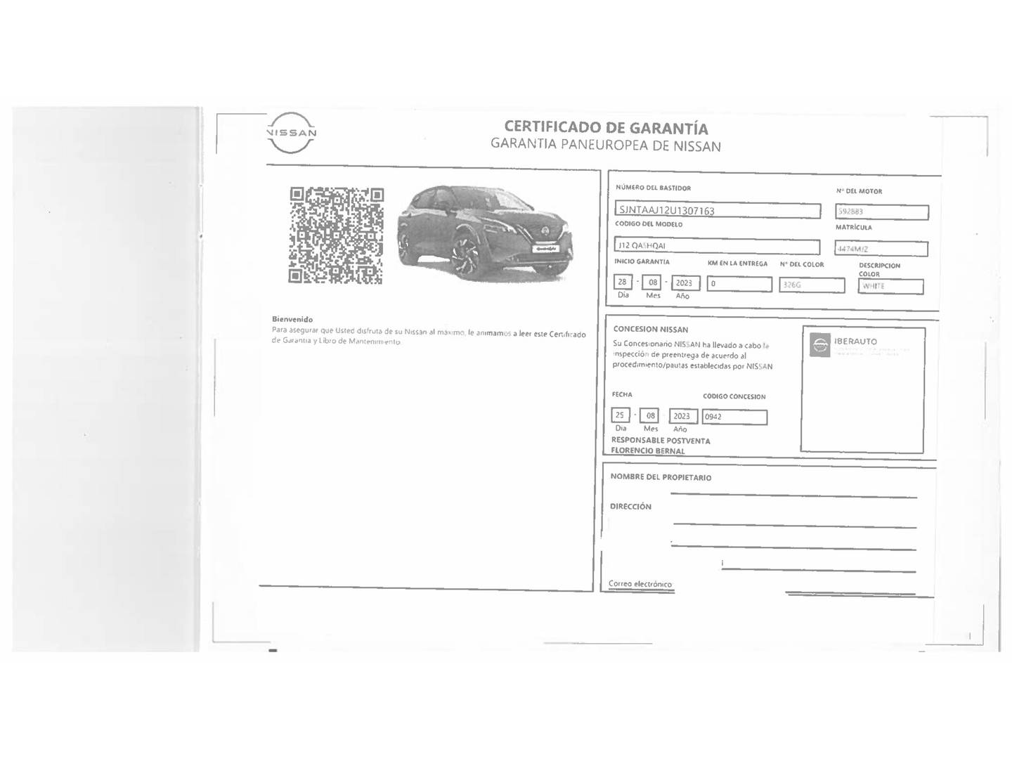Foto del mantenimiento del Nissan QASHQAI Nissan Qashqai DIG-T 160 mHEV Tekna 4x2 (158 CV)