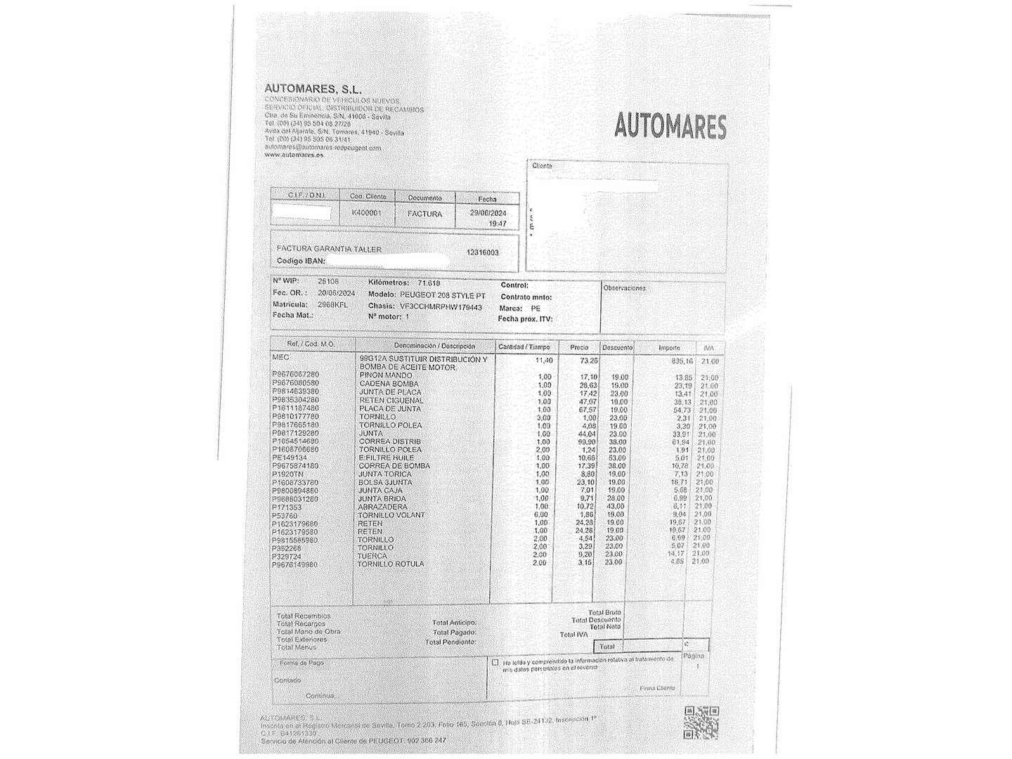 Foto del mantenimiento del Peugeot 208 Peugeot 208 1.2 PureTech Style (82 CV)