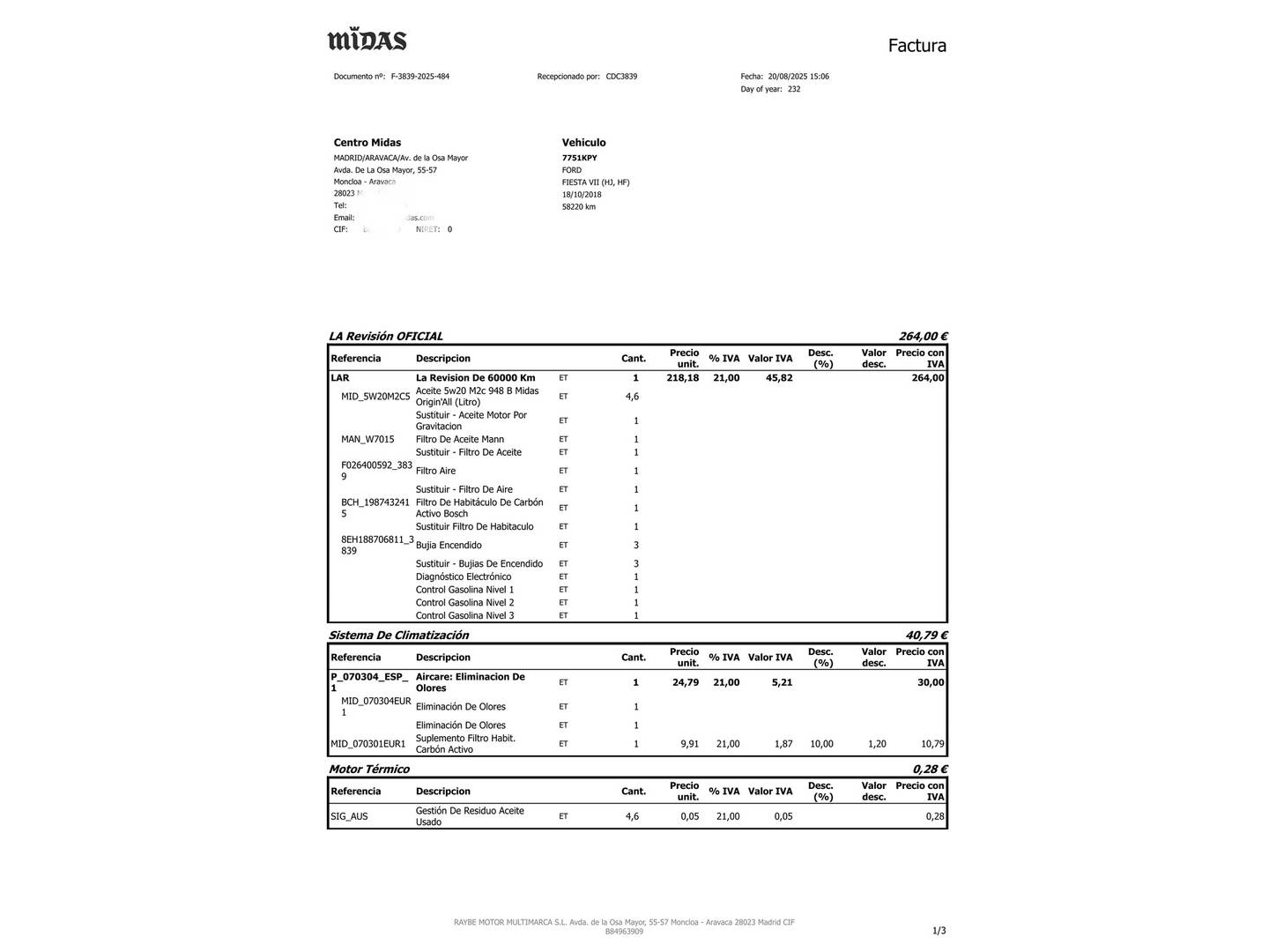 Foto del mantenimiento del Ford Fiesta Ford Fiesta 1.0 EcoBoost S&S ST-Line (140 CV)