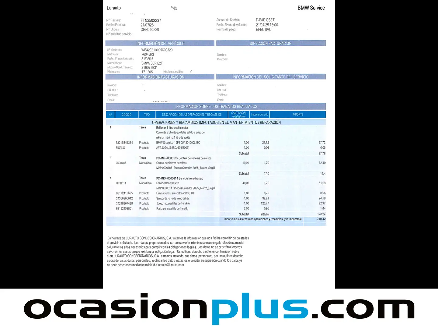 Foto BMW Serie 2 Gran Tourer BMW Serie 2 216d Gran Tourer 7 Plazas (116 CV)