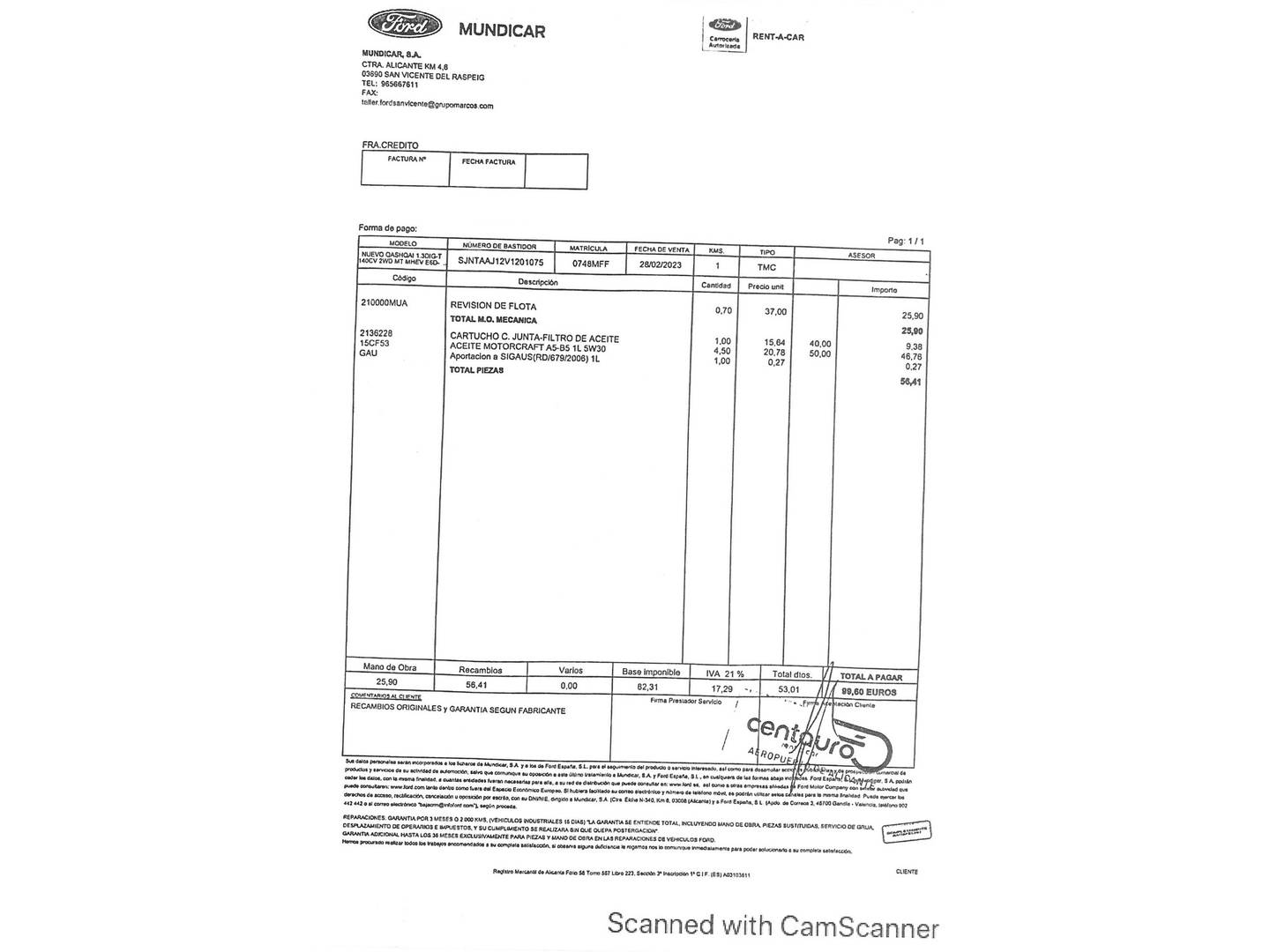 Foto del mantenimiento del Nissan QASHQAI Nissan Qashqai DIG-T 140 mHEV N-Connecta 4x2 (140 CV)