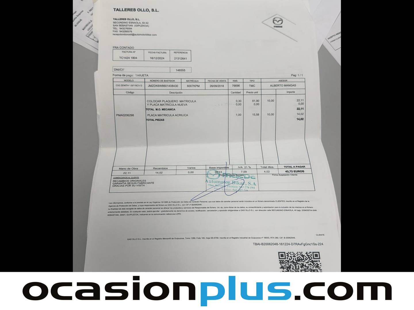 Foto del mantenimiento del Mazda CX-3 Mazda CX-3 1.8 D Zenith 2WD (115 CV)