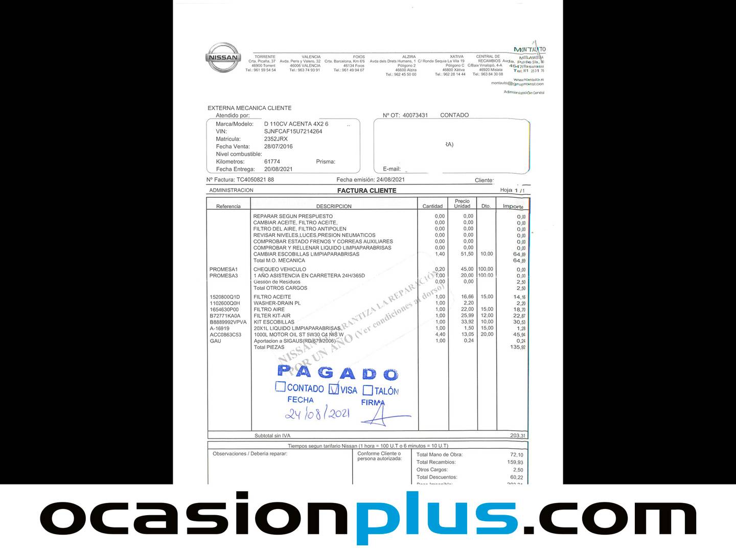 Foto del mantenimiento del Nissan JUKE Nissan Juke dCi 110 Acenta (110 CV)
