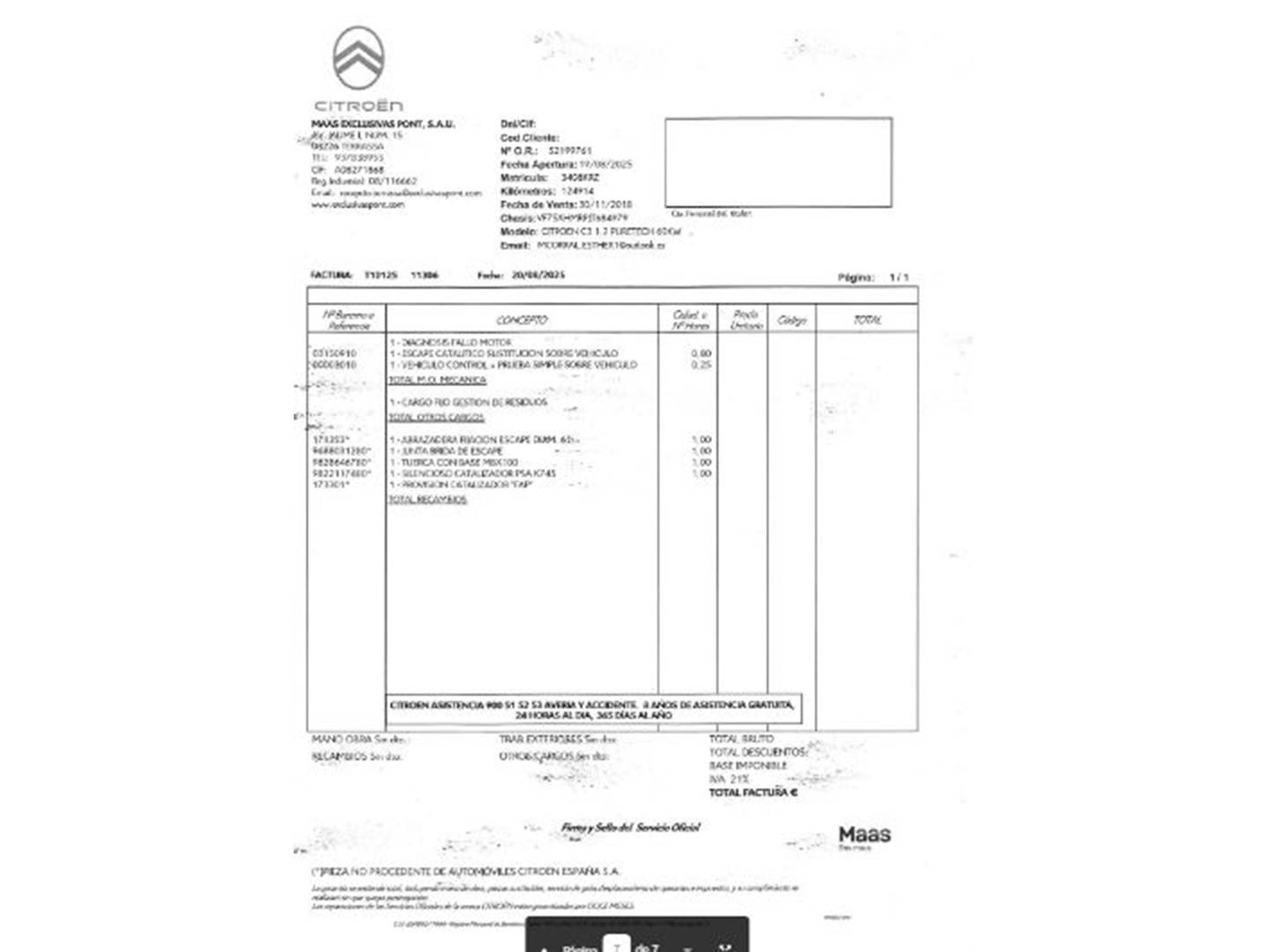 Foto del mantenimiento del Citroën C3 Citroën C3 PureTech 82 Feel (83 CV)
