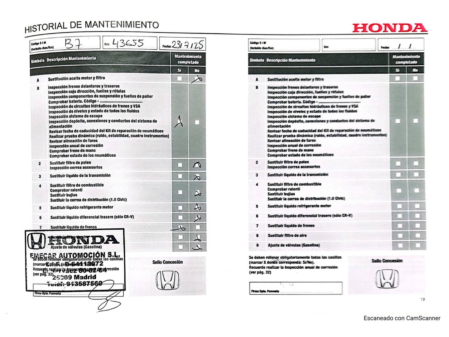 Foto del mantenimiento del Honda Civic Honda Civic 1.0 I-VTEC TURBO Elegance Navi CVT (126 CV)