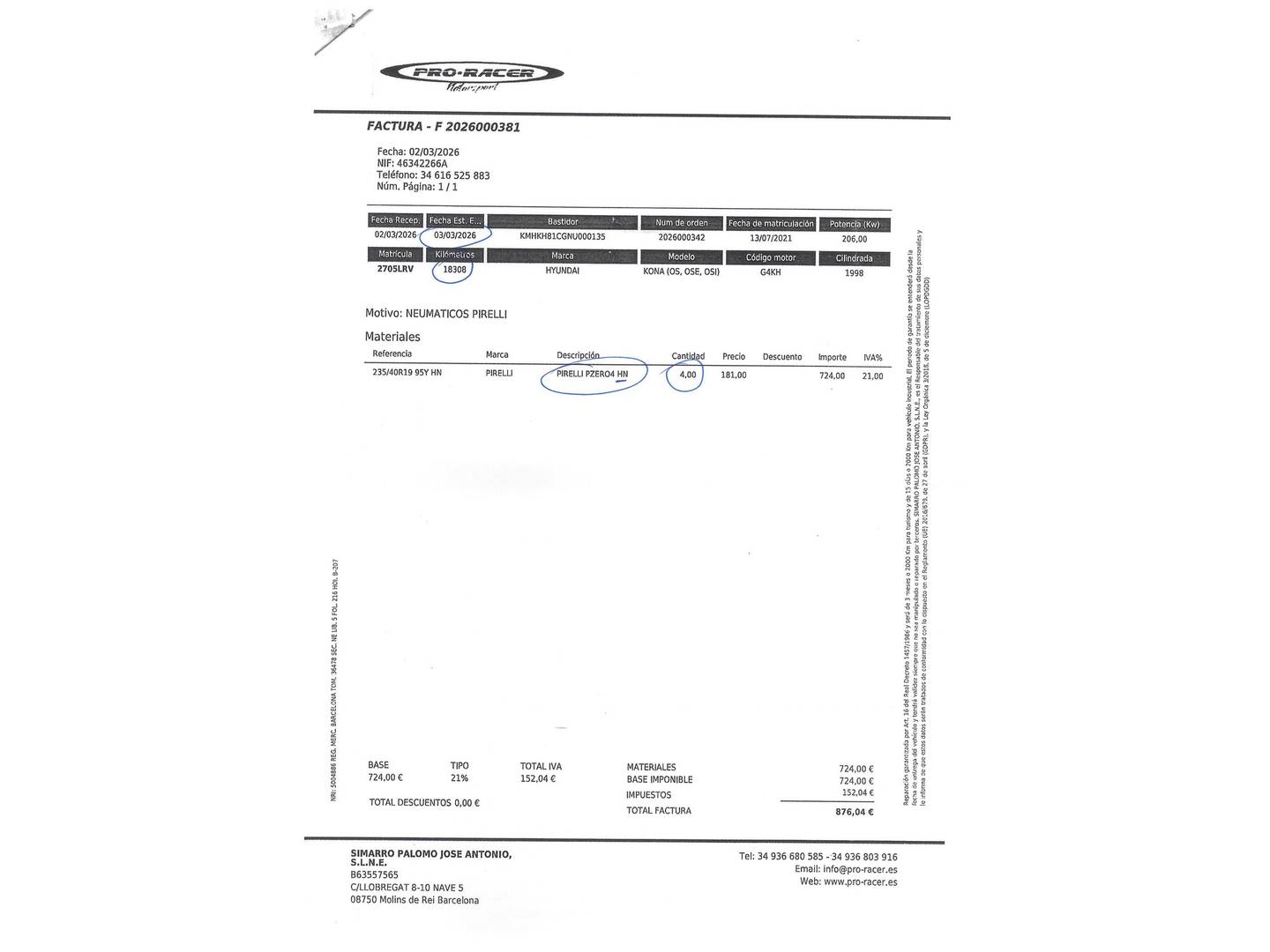 Foto del mantenimiento del Hyundai Kona Hyundai Kona 2.0 TGDI N DCT (280 CV)