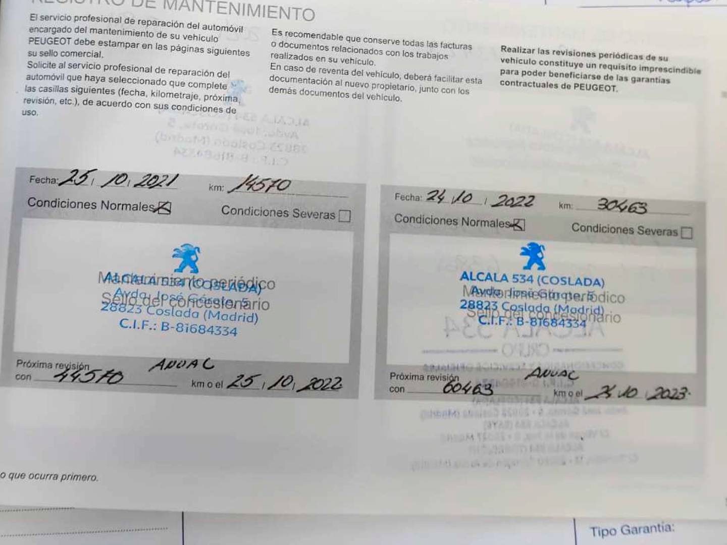 Foto del mantenimiento del Peugeot Rifter Peugeot Rifter BlueHDi 130 GT Line Standard EAT8 (130 CV)
