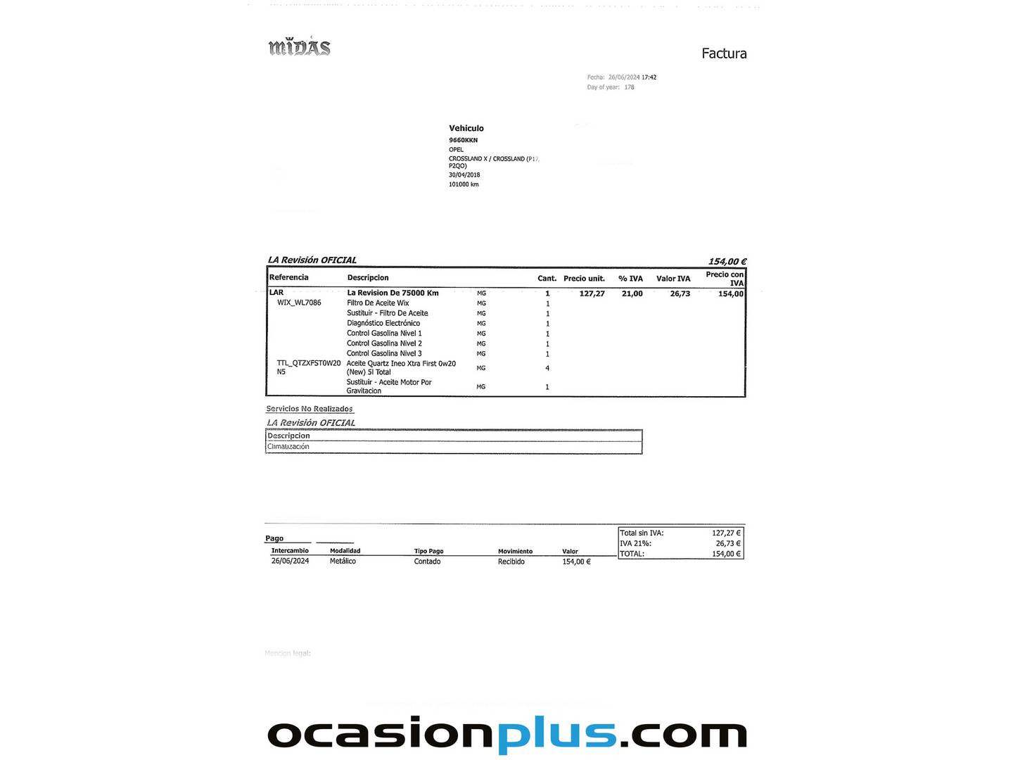 Foto del mantenimiento del Opel Crossland X Opel Crossland X 1.2 Turbo S&S Selective (130 CV)