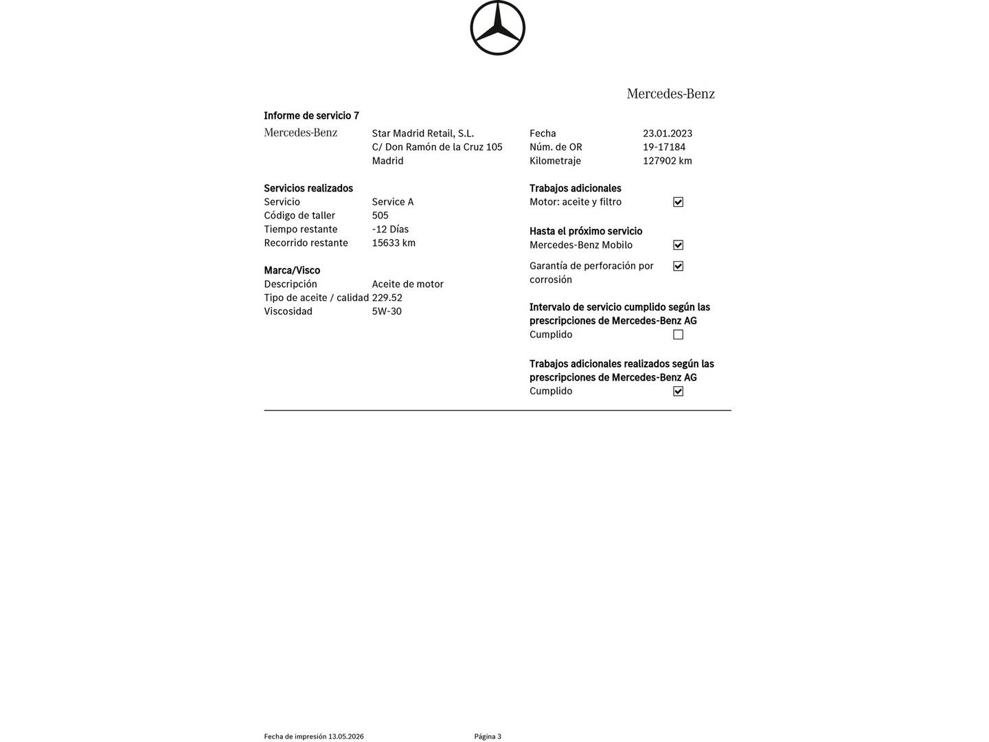 Foto del mantenimiento del Mercedes Clase A Mercedes Clase A 200 CDI AMG Line (136 CV)
